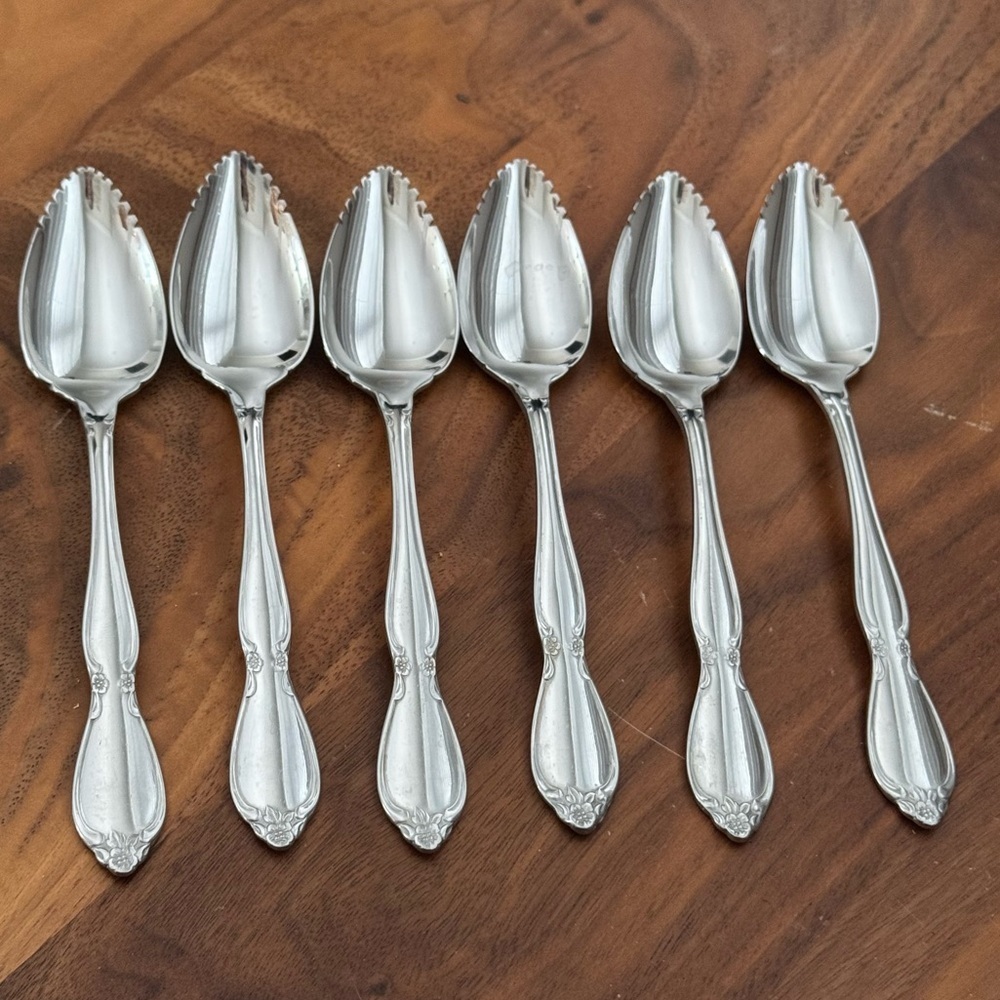 Vintage Oneida Community Flatware CHATELAINE Set of 6 Serrated Fruit Spoons